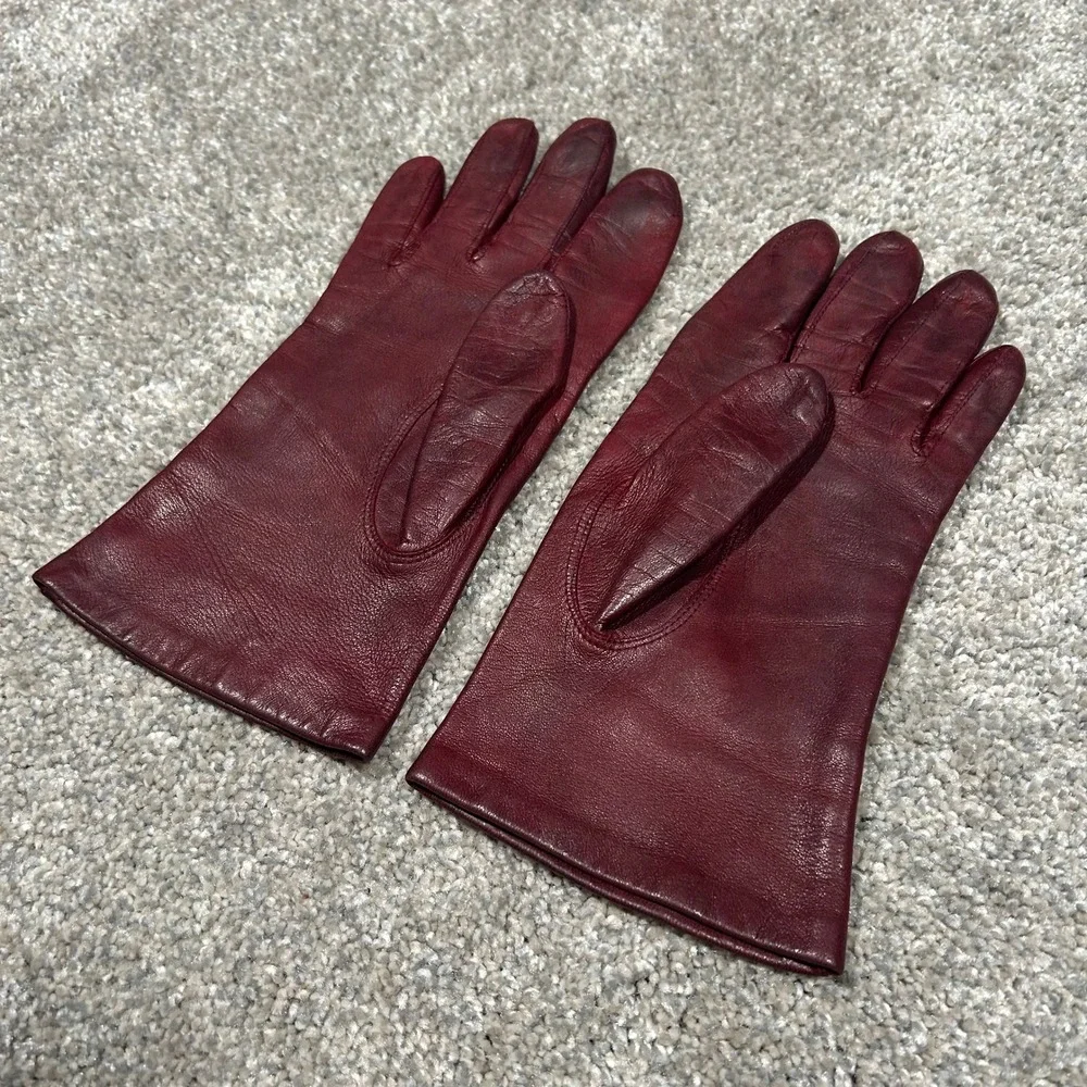 Roeckl Burgundy‎ Leather Gloves Women Wine Red Lined Winter Accessories